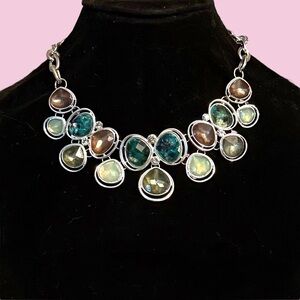 House of Harlow chunky dangling gemstones statement necklace